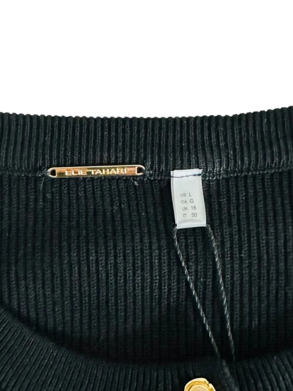 Elie Tahari Women's Size L Feminine Noir White Lady Cardigan Sweater NEW